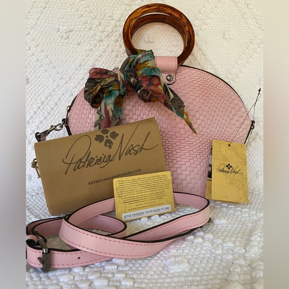 Patricia Nash-Blush Pink•Wavy Woven• Meldola c/b Satchel•NWT! - Picture 1 of 11